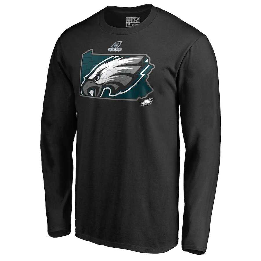 Men's Eagles Black 2018 NFL Playoffs Long Sleeve T-Shirt,We sell and wholesale Men's Eagles Black 2018 NFL Playoffs Long Sleeve T-Shirt on line form chian!